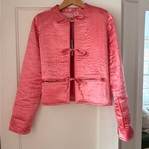 Chic Pink Satin Teddy Jacket
